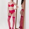 Tess Lingerie Setje | 4 delige set | met beugel Bh+string+kanten jarretel+kousen (10055)