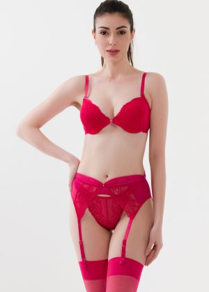 Tess Lingerie Setje | 4 delige set | met beugel Bh+string+kanten jarretel+kousen (10055) - Image 8
