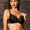 Purple-Daisy Grace zwart half voorgevormde beugel bh van mesh met borduring (160-008-1)