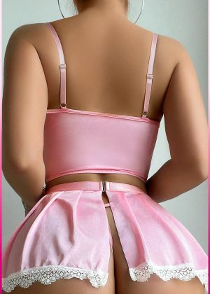 Purple-Daisy Sexy Lingerie Set- exotische kostuum uniformes- rollenspel -Maid's Dress 4 delige