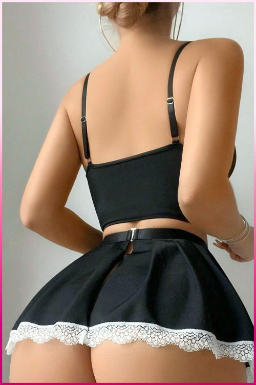 Purple-Daisy Sexy Lingerie Set- exotische kostuum uniformes- rollenspel -Maid's Dress 4 delige