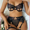 Purple-Daisy Sexy Lingerie set 4-delige set Lingerie Setje – Verleidelijke BH met Jarretels & Hoge Taille String – Sexy Bruidslingerie – Chique – Erotisc