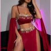 Purple-Daisy Deluxe Product Transparent Tulle Provocative Sequin Accessory 4-Piece Set Oriental Costume Sexy Belly Dancer Outfit