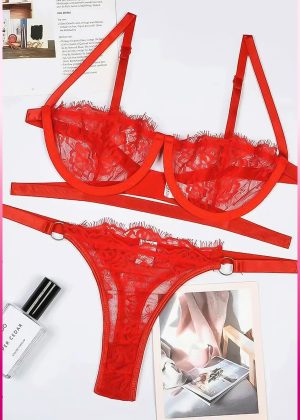 Purple-Daisy Sexy lingerie, kanten transparante damesondergoed, sexy slips, delicate bh-set, push-up shorts, dunne erotische bh