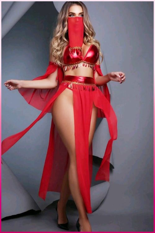 Purple-Daisy Fantasie buikdanseres kostuum voor vrouwen Sexy fantasie kostuum en sexy nachtjapon voor vrouwen 5 deliğe