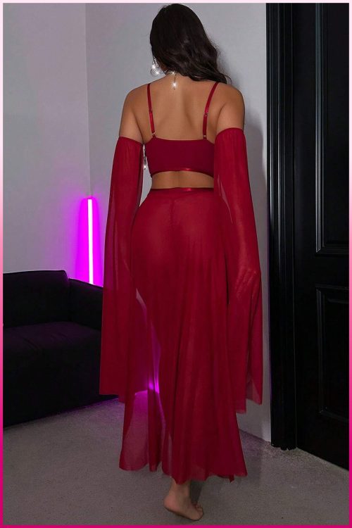 Purple-Daisy Deluxe Product Transparent Tulle Provocative Sequin Accessory 4-Piece Set Oriental Costume Sexy Belly Dancer Outfit