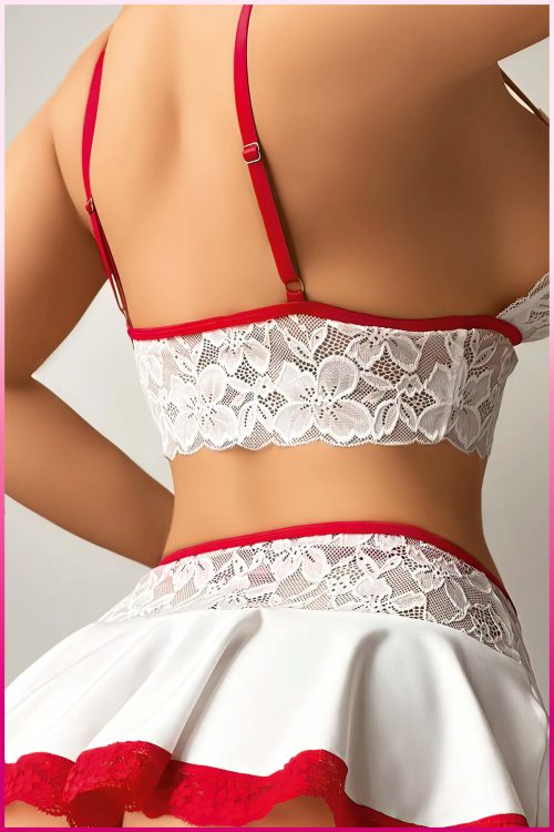 Purple-Daisy Lingeriesets voor vrouwen Smi Sheer Sexy Lingerie voor vrouwen Naughty Lace Minirok Meidenkostuum Nachthemd