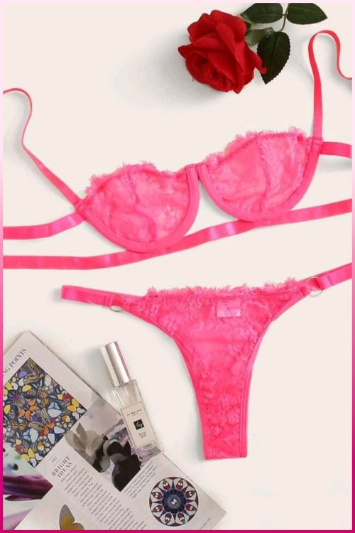 Purple-Daisy Sexy lingerie, kanten transparante damesondergoed, sexy slips, delicate bh-set, push-up shorts, dunne erotische bh