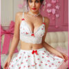 urple-Daisy Fantasie dameskostuum met rok, nachthemd met kersenmotief, ondergoed, pyjama, jurk, rok, cropped rok