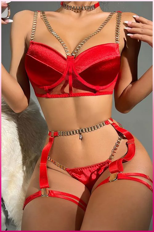 Purple-Daisy 4-delige set sensuele lingerie dames bh met beentjes lingerie set erotische lingerie