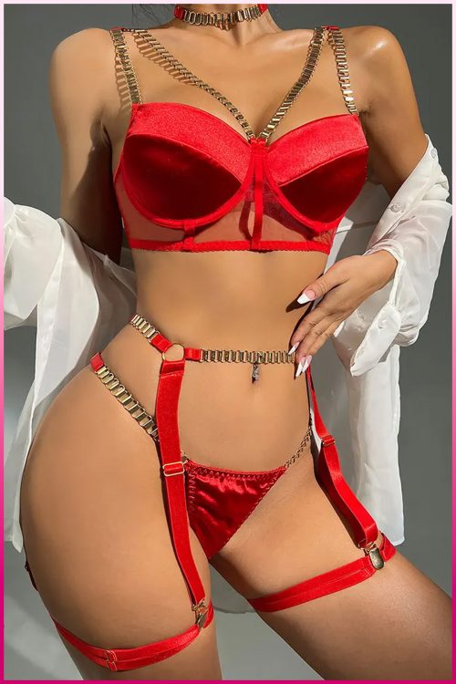 Purple-Daisy 4-delige set sensuele lingerie dames bh met beentjes lingerie set erotische lingerie