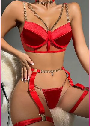 Purple-Daisy 4-delige set sensuele lingerie dames bh met beentjes lingerie set erotische lingerie