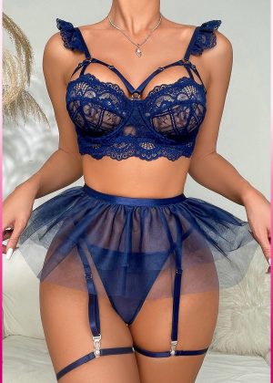 Purple-Daisy Fantasiekostuum met tule rok en beugel, bh + string