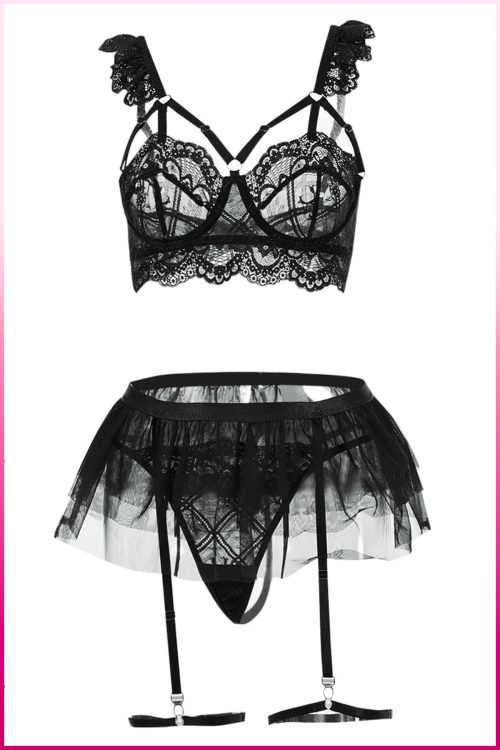 Purple-Daisy Fantasiekostuum met tule rok en beugel, bh + string