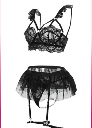 Purple-Daisy Fantasiekostuum met tule rok en beugel, bh + string