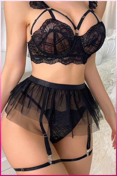 Purple-Daisy Fantasiekostuum met tule rok en beugel, bh + string