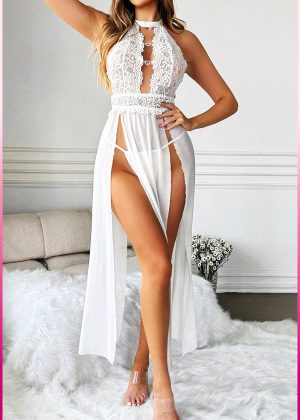 Purple-Daisy Provocerende elegante erotische jurk - Lange rok - Backless - Sexy dress - Nachtkleding 2 delige set PDS0040-W - Image 5
