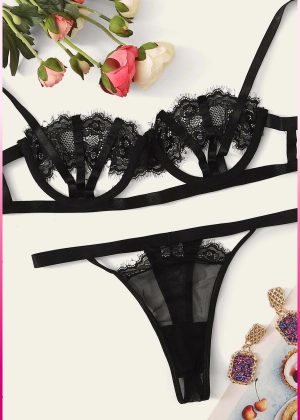 Purple-Daisy Sexy Lingerie set 2-delige set Lingerie Setje – Verleidelijke BH met Jarretels & Hoge Taille String – Sexy Bruidslingerie – Chique – Erotisc