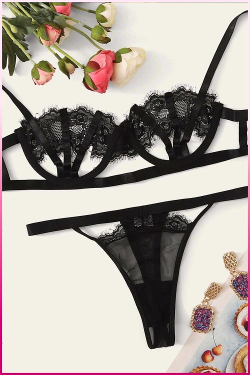 Purple-Daisy Sexy Lingerie set 2-delige set Lingerie Setje – Verleidelijke BH met Jarretels & Hoge Taille String – Sexy Bruidslingerie – Chique – Erotisc