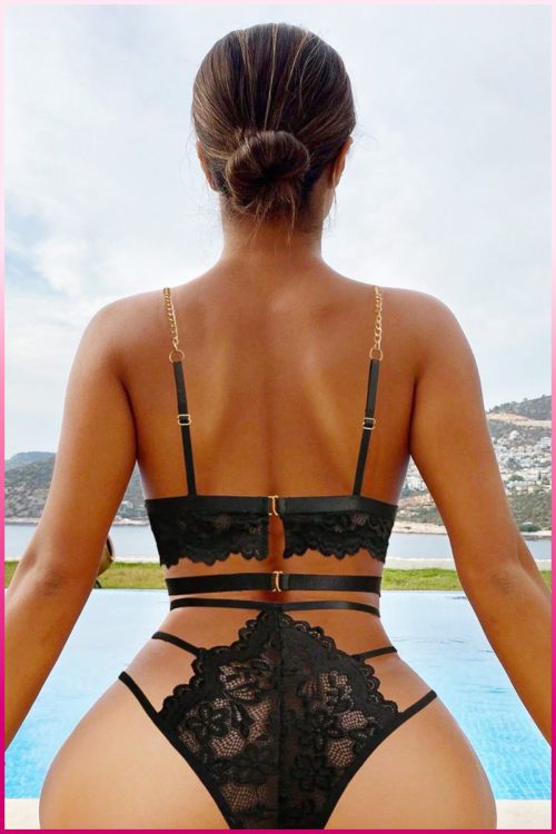 Purple-Daisy Sexy Lingerie set 3-delige set Lingerie Setje – Verleidelijke BH met Jarretels & Hoge Taille String