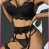 Purple-Daisy Sexy Lingerie set 4-delige set Lingerie Setje – Verleidelijke BH met Jarretels & Hoge Taille String – Sexy Bruidslingerie