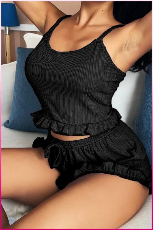 Purple-Daisy 2-delige nachtjaponset - Bloemen - Sexy top + shorts - Pyjama - Slapen - Avond